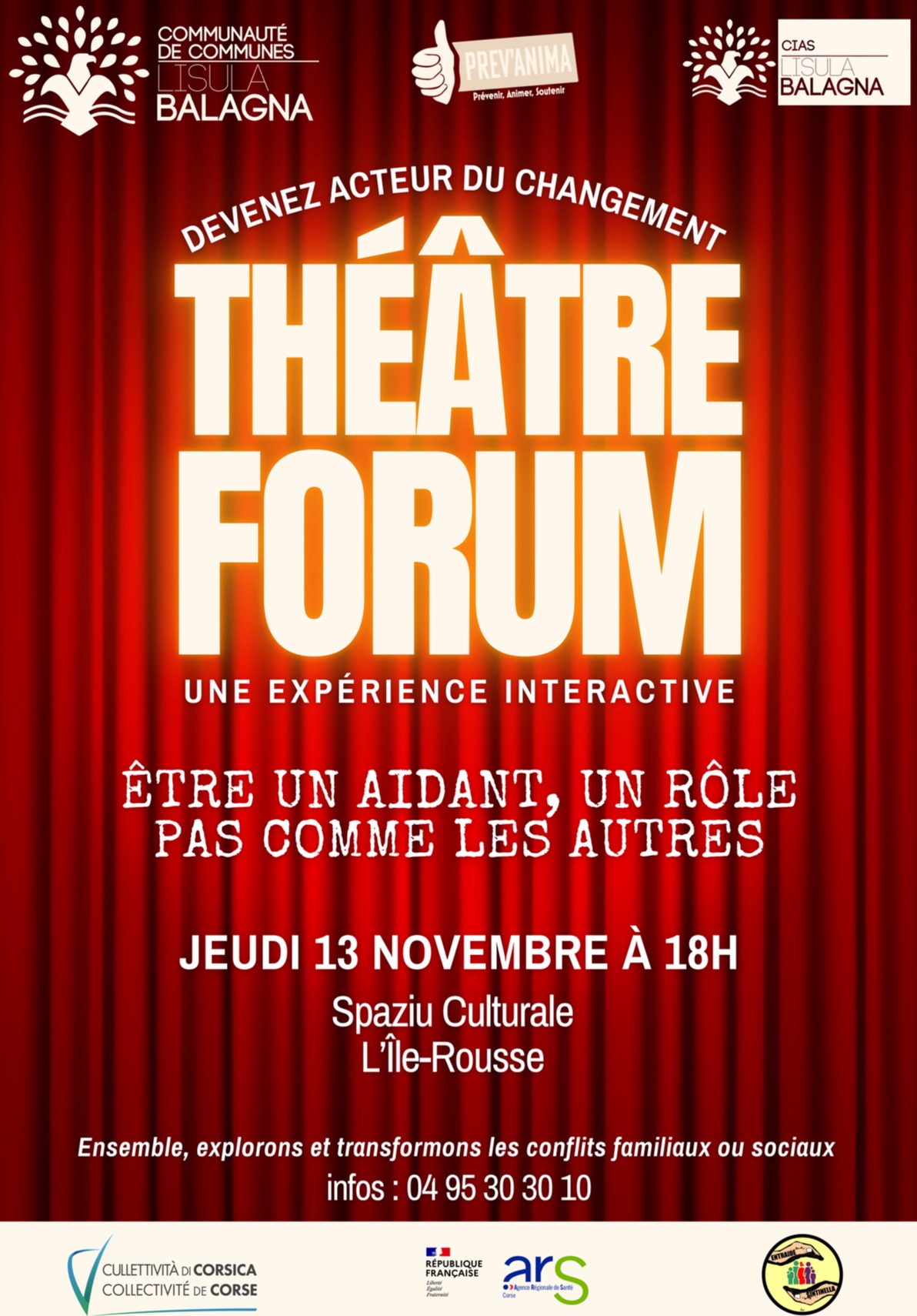 2025-11-13 Théâtre Forum au Spaziu Culturale de L'Ile Rousse (près de la Mairie) -