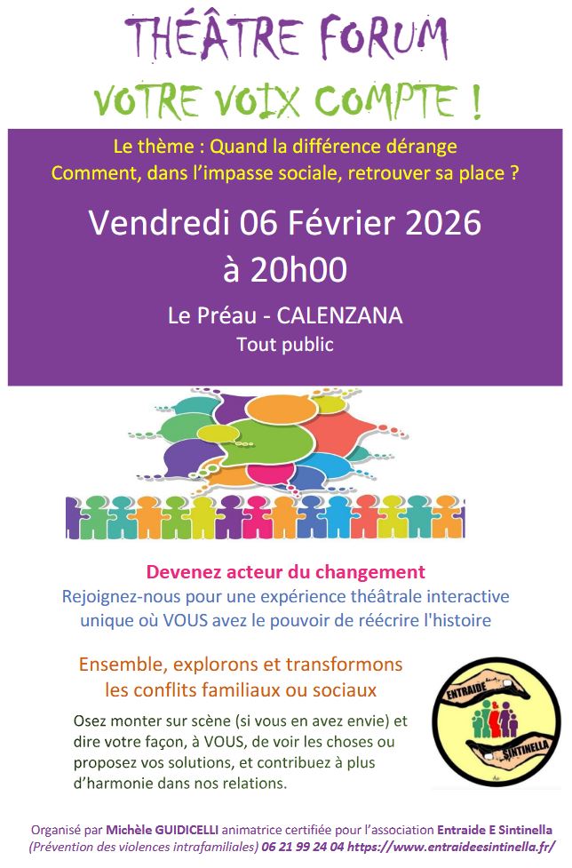 2026-02-06 Théâtre Forum dans la salle du Préau de Calenzana - Discrimination - Pauvreté